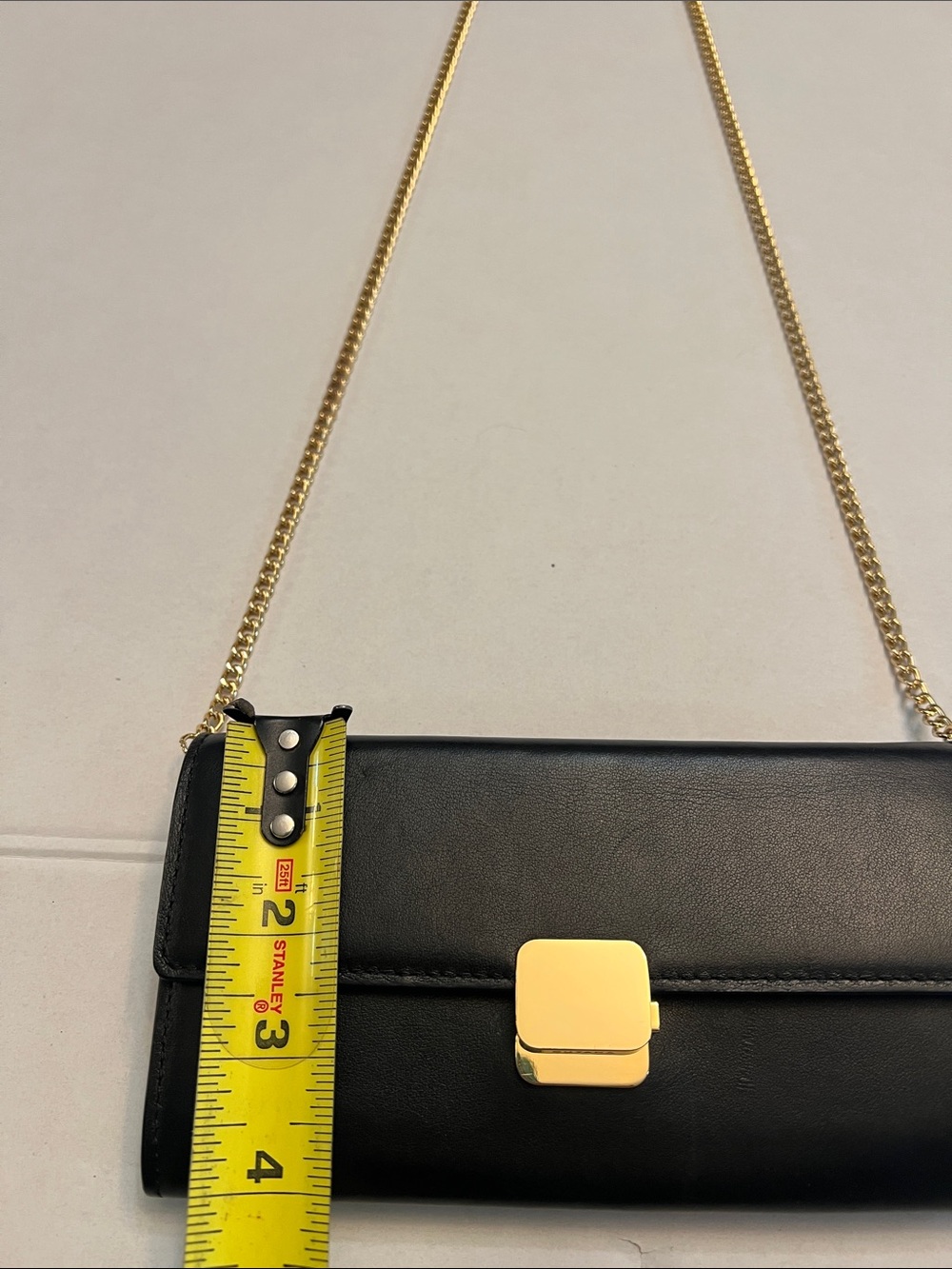 CUYANA CROSSBODY CHAIN BLACK LEATHER CLUTCH WALLET BAG - Picture 14 of 16